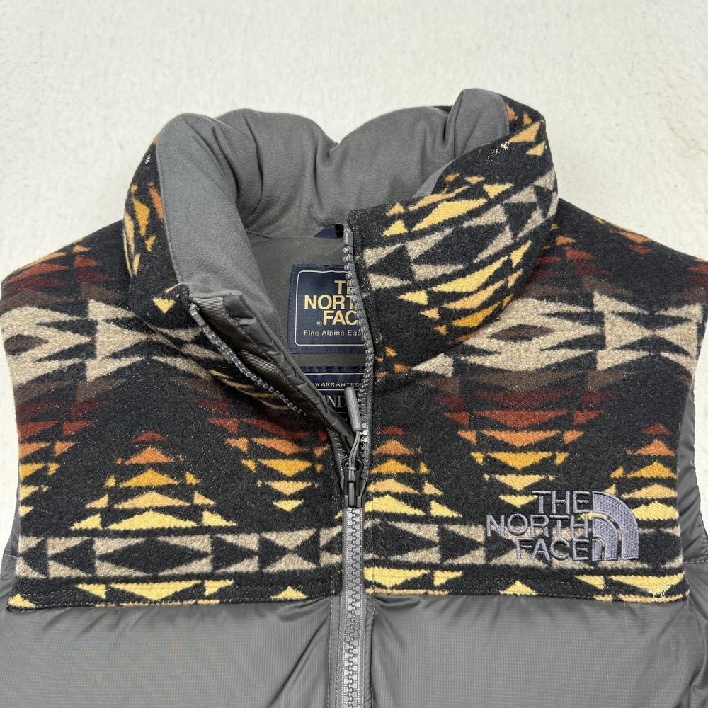 The North Face Vest Mens Medium Gray Pendleton Wool Down Puffer 700 Fill - Picture 3 of 14